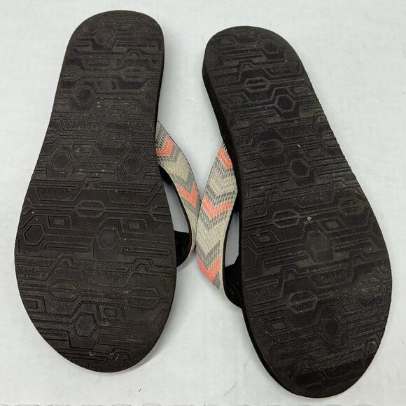 Skechers Yoga Foam Sandals flip flops Womens 10.5 Brown Gray Coral Chevron - Picture 6 of 9